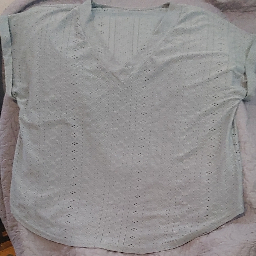 Emery Rose Eyelet Short Sleeve Top Sz 2X